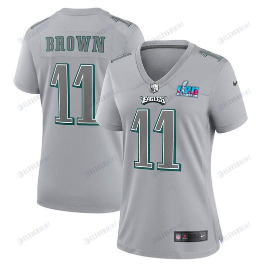 A.J. Brown 11 Philadelphia Eagles Women Super Bowl LVII Patch Atmosphere Fashion Game Jersey - Gray